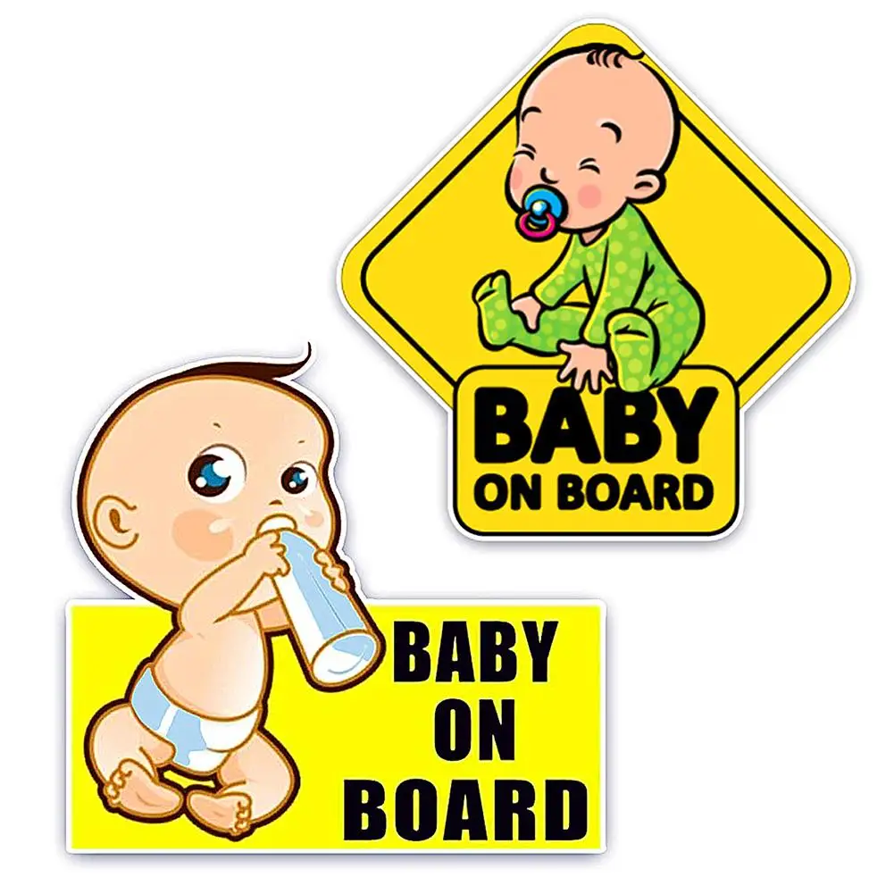 Car Sticker Lovely Cartoon Baby On Board Pattern Reflective Warning Waterproof Beautiful Graphic Decoration | Автомобили и
