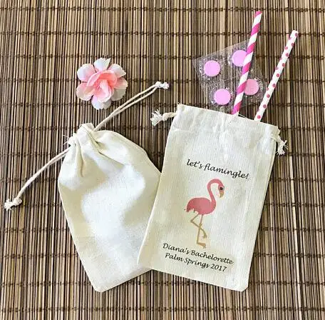 

custom Pink Flamingo birthday wedding Hangover Kit jewelry favor muslim Bags Bachelorette hen bridal shower Party gift bag