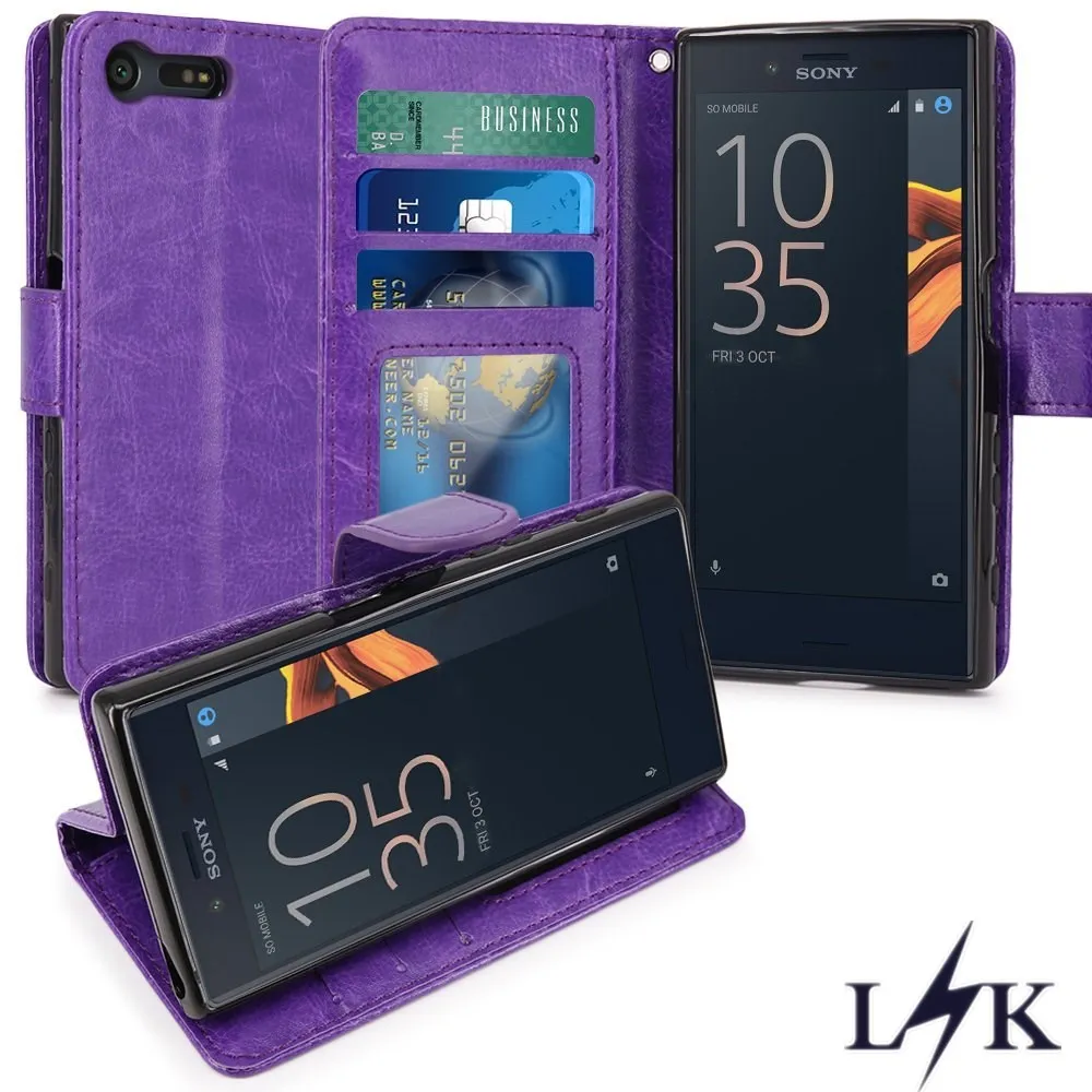 Для Xperia X Compact чехол LK Роскошный PU кожаный бумажник откидная крышка с карты слоты и