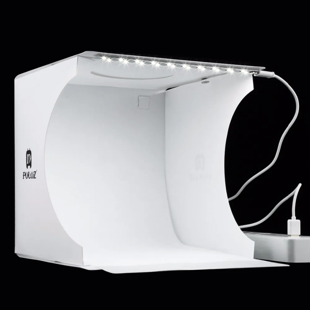 PULUZ 20*20 см 8 Мини Складная студия Diffuse soфт Box светильник коробка с LED черный белый