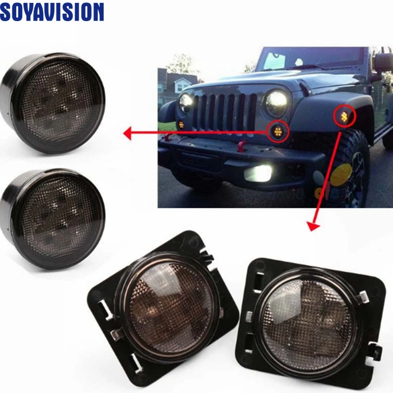 Светодиодный передний указатель поворота светильник для Jeep Wrangler JK 2007 2016 желтый