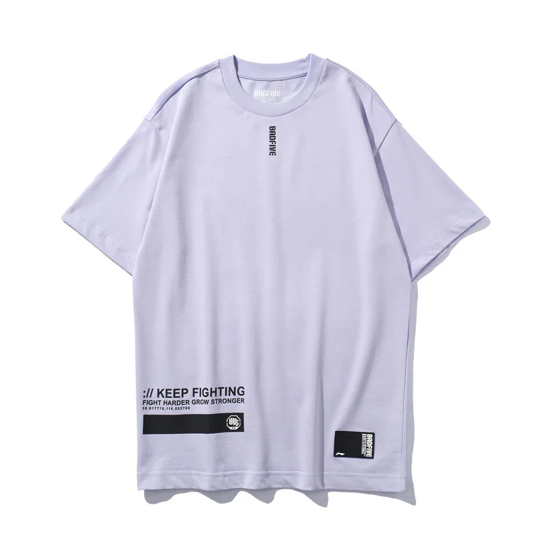 Женская дышащая футболка Li-Ning из 100% хлопка с баскетбольной серией BAD FIVE свободная