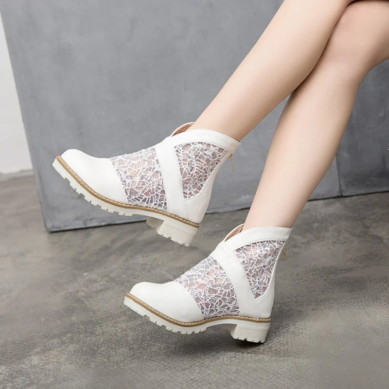 ASILETO/летние ботинки Дышащие сетчатые ботильоны с вырезами на молнии Нескользящая