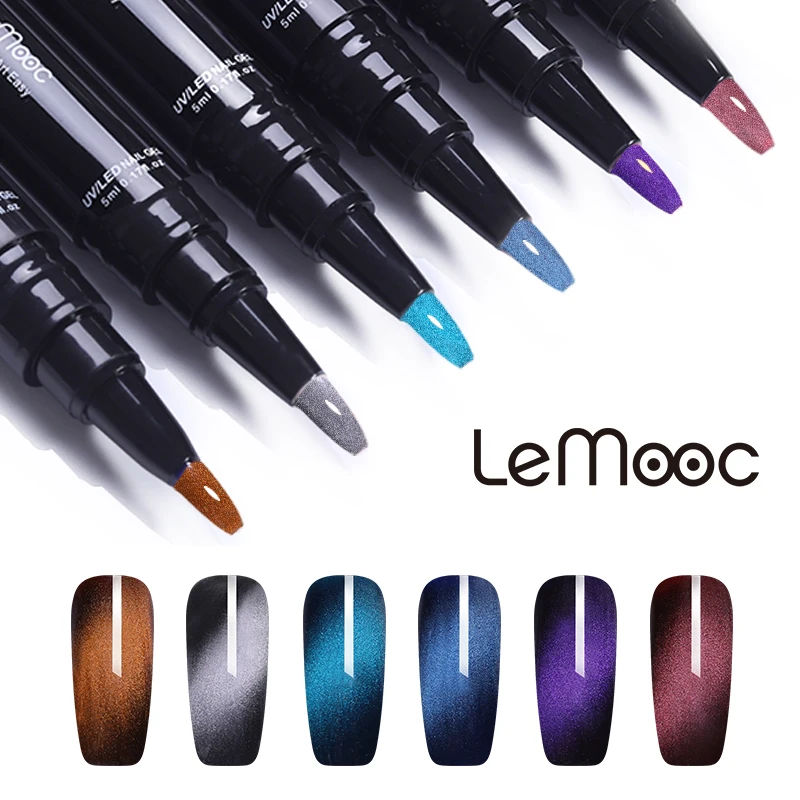 LEMOOC 5ml Wide 3D Magnetic Cat Eye Nail Gel Polish Pen Vernis Semi Permanant UV Soak Off Art | Красота и здоровье