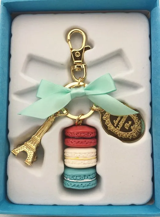 Франция Effiel башня брелки брендов женские роскошные Macarons Торт брелок на сумку кошелек сумочка Талисманы автомобильный брелок с подарочной коробке