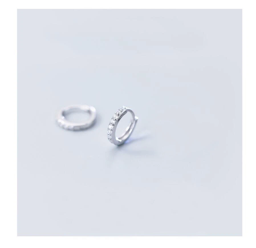 MloveAcc 925 Настоящее серебро 925 пробы CZ Хооп геометрический уха серьги для Для Женщин Девочка-подросток серьги в стиле пирсинга ювелирные изделия - Окраска металла: Clear Crystal