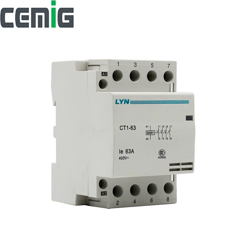 Бытовой модульный контактор переменного тока Cemig Φ 4P 32A 40A 63A 4NO 0NC 50/60Hz