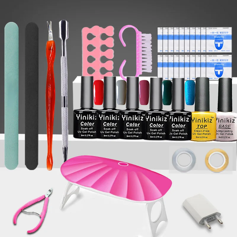 S3803 nail gel set Yinikiz инструменты для нейл-арта УФ светодиодный светильник 8 мл набор гель-лаков для ногтей Набор для грунтовки Гель-лак Инструменты для ногтей Гель-лак маникюрный лак набор инструментов - Цвет: S3803 nail gel set