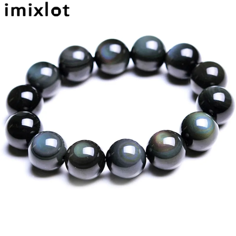 Простой натуральный Радужный обсидиановый браслет imixlot из бисера для мужчин и