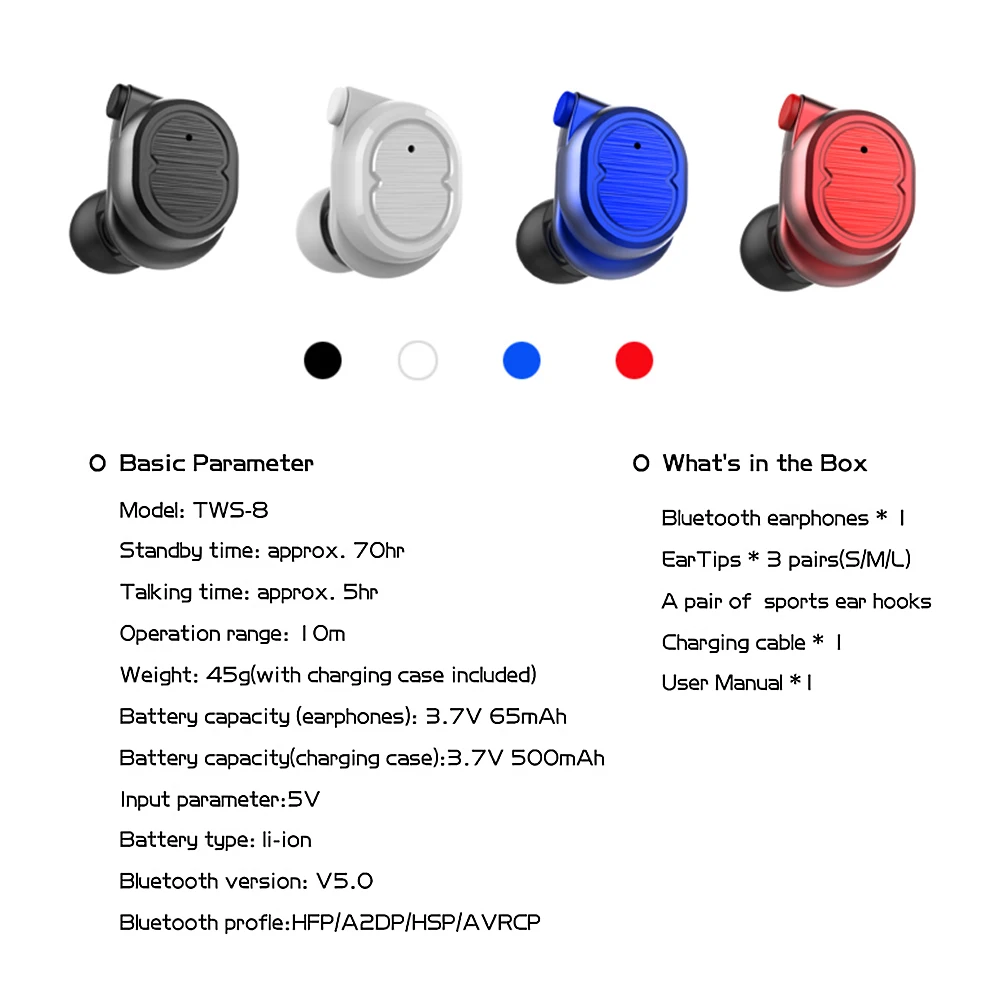 TWS Bluetooth V5.0 стерео наушники в ухо беспроводные мини гарнитура Сенсорное