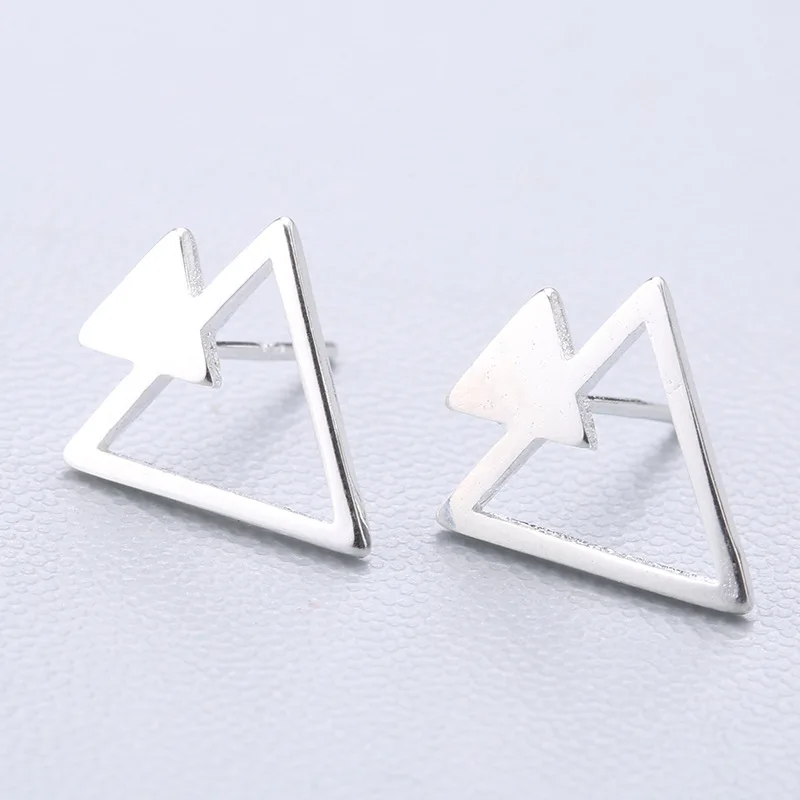 2 Triangle 925 пробы серебряные сплайсинга милые серьги-гвоздики с животными для женщин Повседневный стиль серьги для девочки личность Стерлинговое Серебро-ювелирные изделия - Окраска металла: 2 Triangle