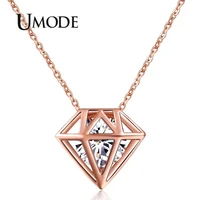 umode hollow star shaped with a brilliant cut cubic zirconia stone necklaces rose gold color accesorios mujer jewelry un0115a