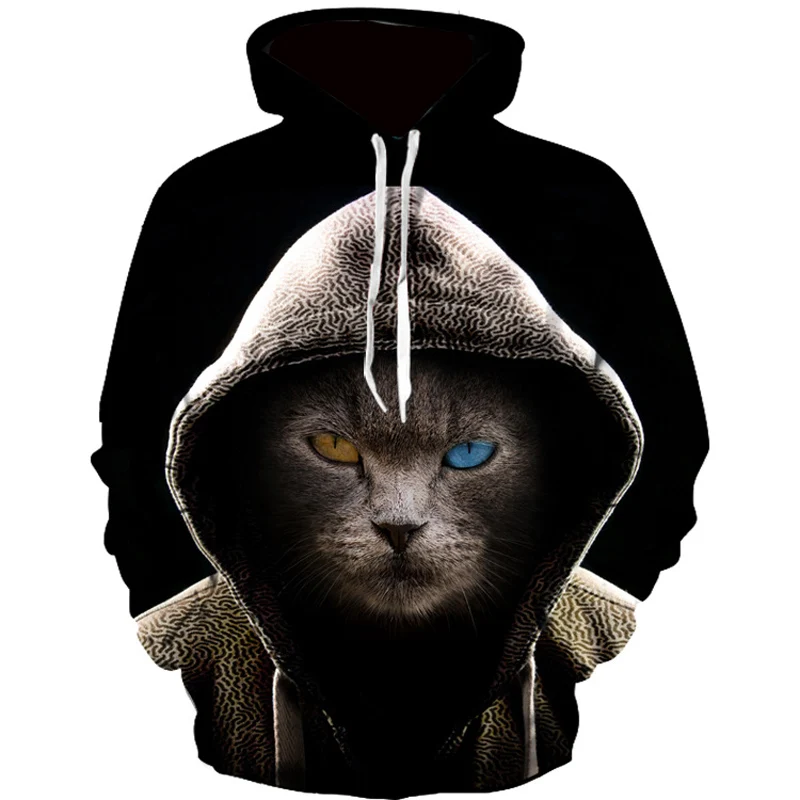 

Fashion Brand Mens Hoodies Cat Printed Funny Sweatshirt Loose Fit Spring and Winter Clothes Streetwear Men Hoody Harajuku