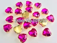 fuchsia TopStone сердце Стекло с украшением в виде кристаллов с золотым схватка на горном хрустале высокое качество, на возраст 12, 14, 16, 18 мм Пришивные бусины платье для изготовления ювелирных изделий - Цвет: fuchsia