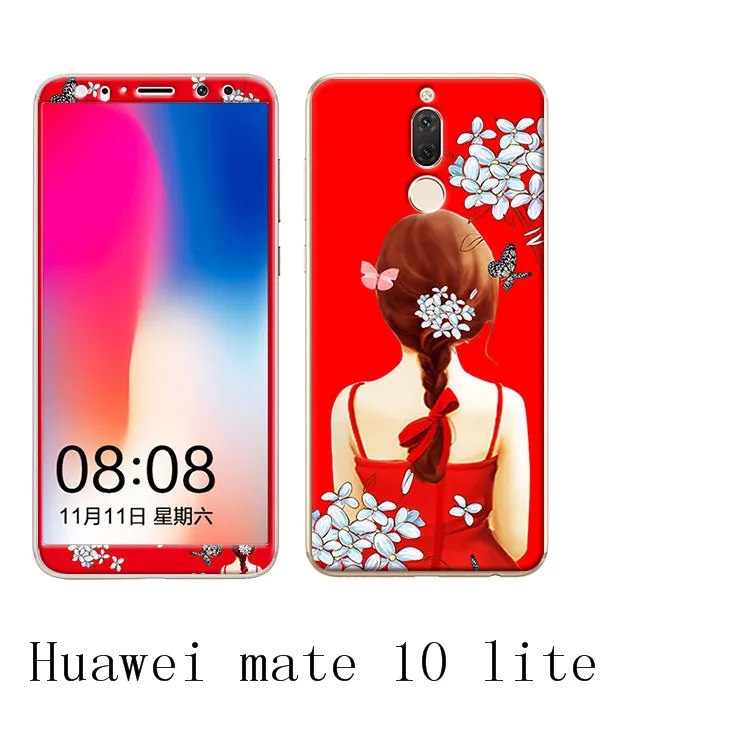 Huawei mate 10 lite чехол 360 градусов защитный ТПУ чехол+ цветной Интегрированный чехол из закаленного стекла для huawei mate 10 lite#3088
