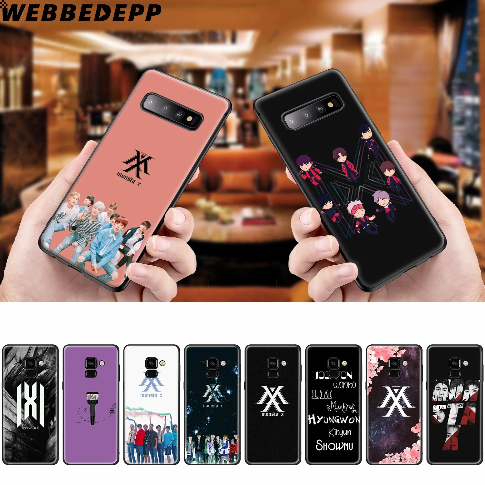 Силиконовый чехол WEBBEDEPP Monsta X Bands для Samsung Galaxy A3 A5 A6 A7 A8 A9 A10 A20 A30 A40 A50 A70 M10 M20 M30 |