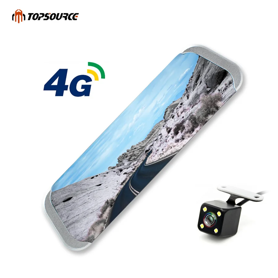 Topsource 10 &quot4G Видеорегистраторы для автомобилей два объектива Android зеркало заднего