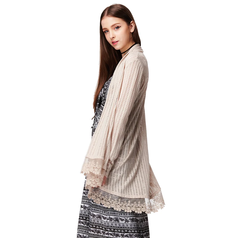 HEART SOUL Casual Loose Long Sleeve Cardigan Elegant Women Plus Size Knitted Lace Hem Sweater Jacket Ladies Outwears CT0095 |