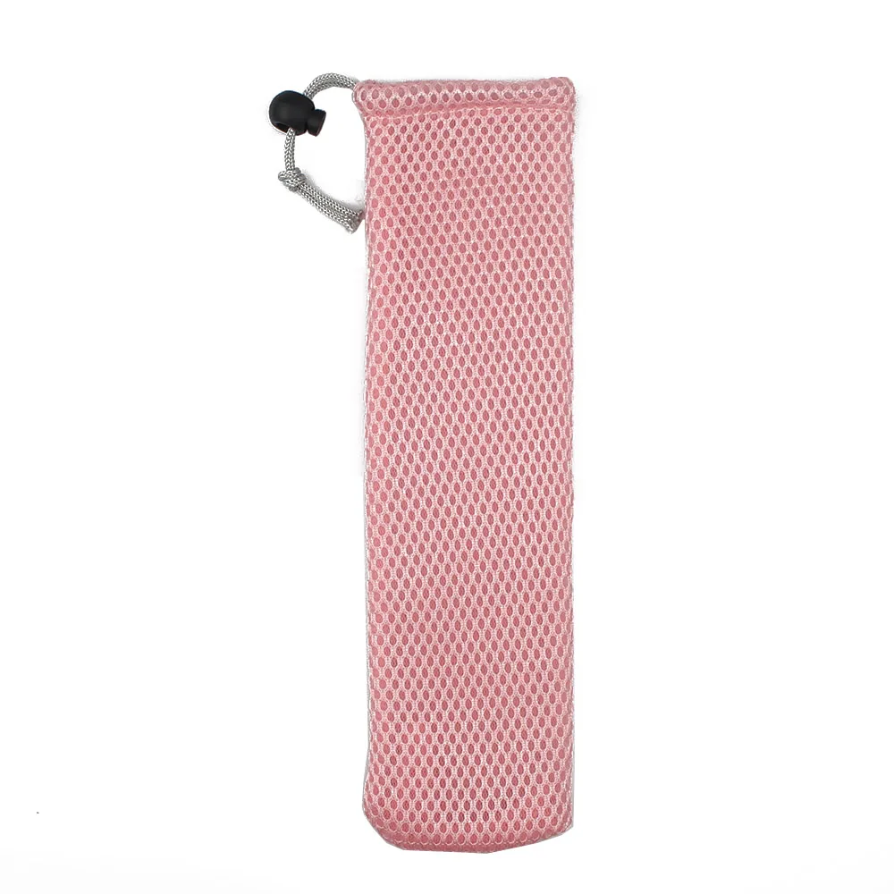 Pink 5pcs Reusable 304 Stainless Steel Rainbow Straw Metal Smoothies Drinking Straight Straws Silicone Cover with Brush Bag Wholesale - Цвет: Pink