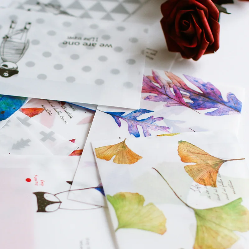 

8pcs/pack 16x11cm Blossom Fall leaves Parchment Paper Translucent Envelope Message Card Letter Stationary Storage Paper Gift
