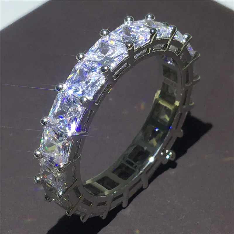 Asscher Ручной работы Вечность Обручальное кольцо 925 пробы серебро AAAA фианит Обручение обручальное кольцо кольца для мужчин и женщин палец вечерние ювелирные изделия - Цвет основного камня: Asscher