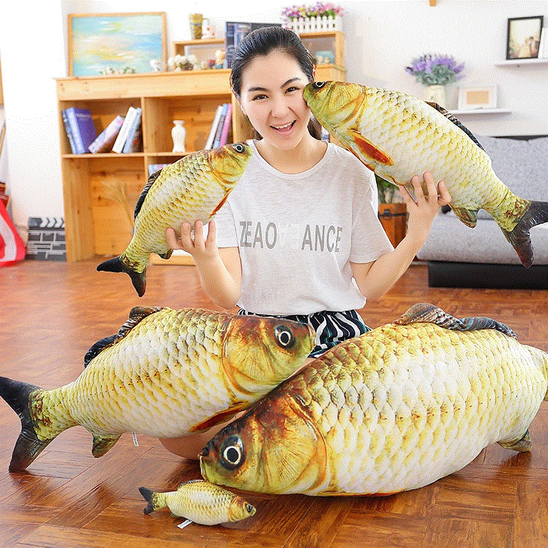 

YunNasi Stuffed Fish Pillow 60cm 3D Real Life Carp Toys Plush Lucky Fish Toys For Girls Birthday Gifts Soft Cushion Home Decor