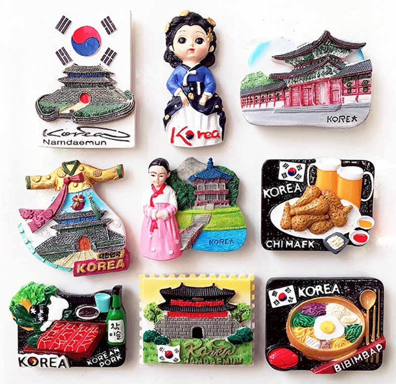 Imanes de nevera 3D hechos a mano con bandera coreana, pegatina magnética para decoración del hogar, recuerdos de viaje de Australia