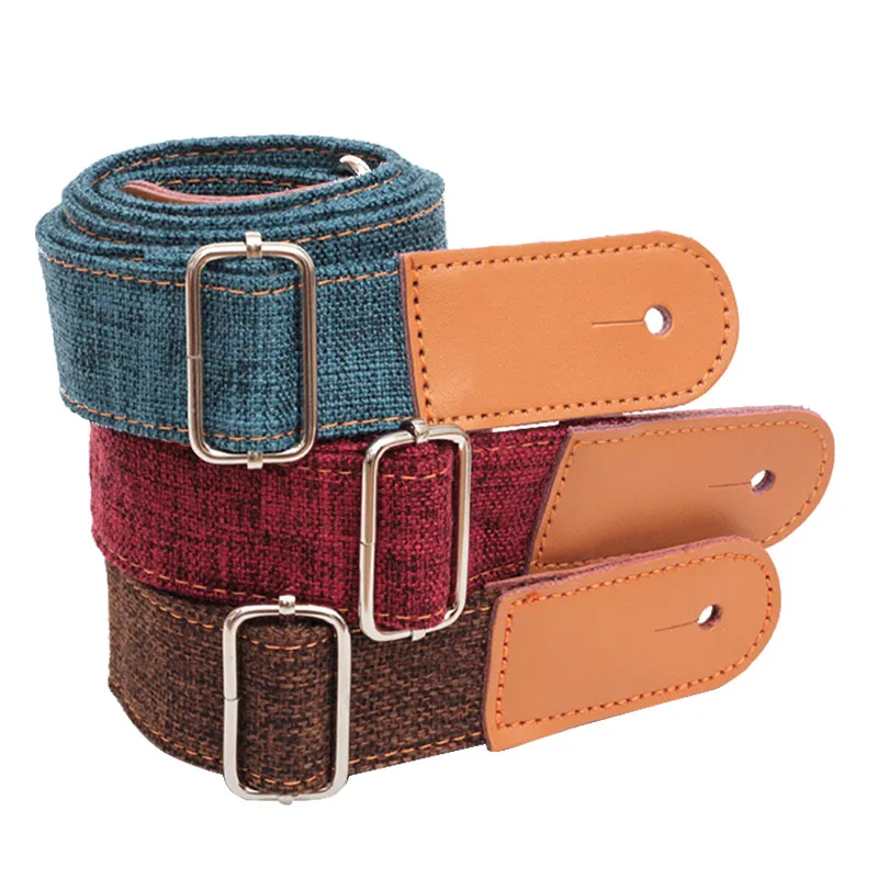 Льняной хлопок маленький укулеле регулируемый ремень для гитары с ПУ кожаными