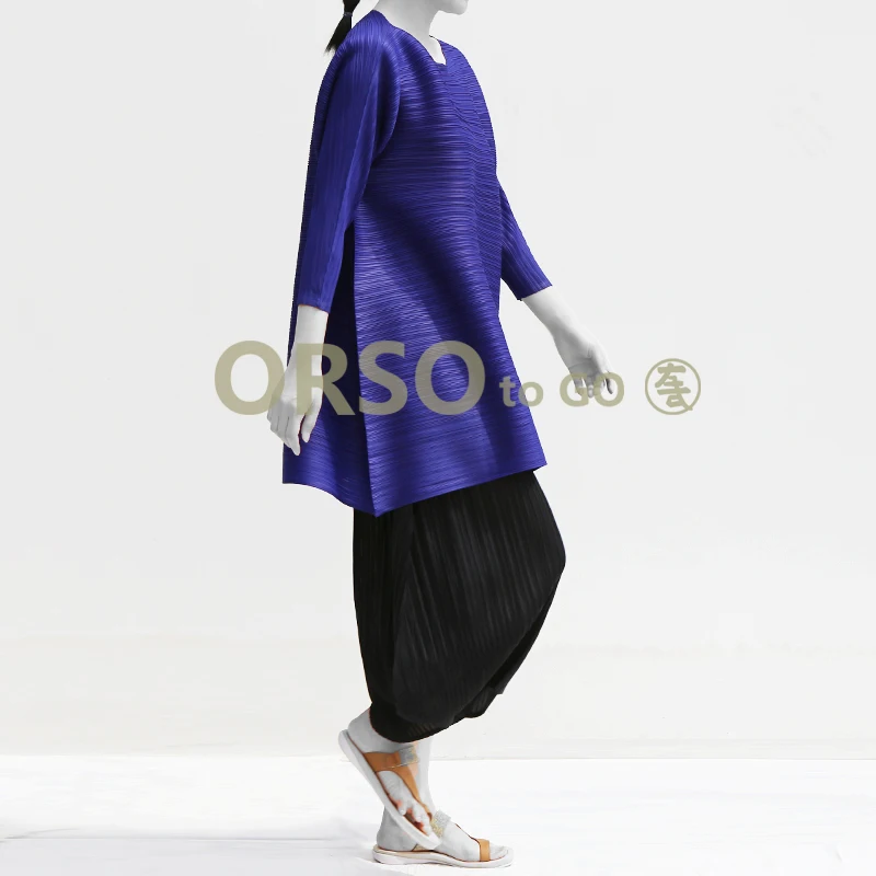 Miyake платье модное платье трапециевидной формы с О-образным вырезом три четверти