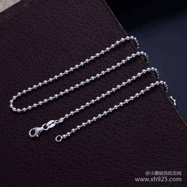 

KJJEAXCMY fine jewelry Sterling silver jewelry long round beads style thick 3.0mm necklace for women(50-70cm)