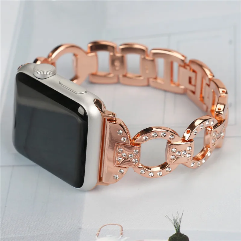 Нержавеющая сталь ремешок для наручных часов Apple Watch, ремешок 42 мм, 38 мм, для iwatch, версия 3/2/1 алмаз металлический браслет наручный ремень ремешок черного цвета