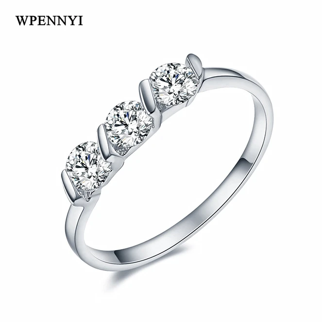 Классические 3 шт 0.25ct прозрачные циркониевые Кристальные женские кольца на палец