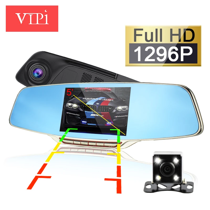 5 0 &quotFull HD1296P двойная линза Автомобильная камера зеркало заднего вида