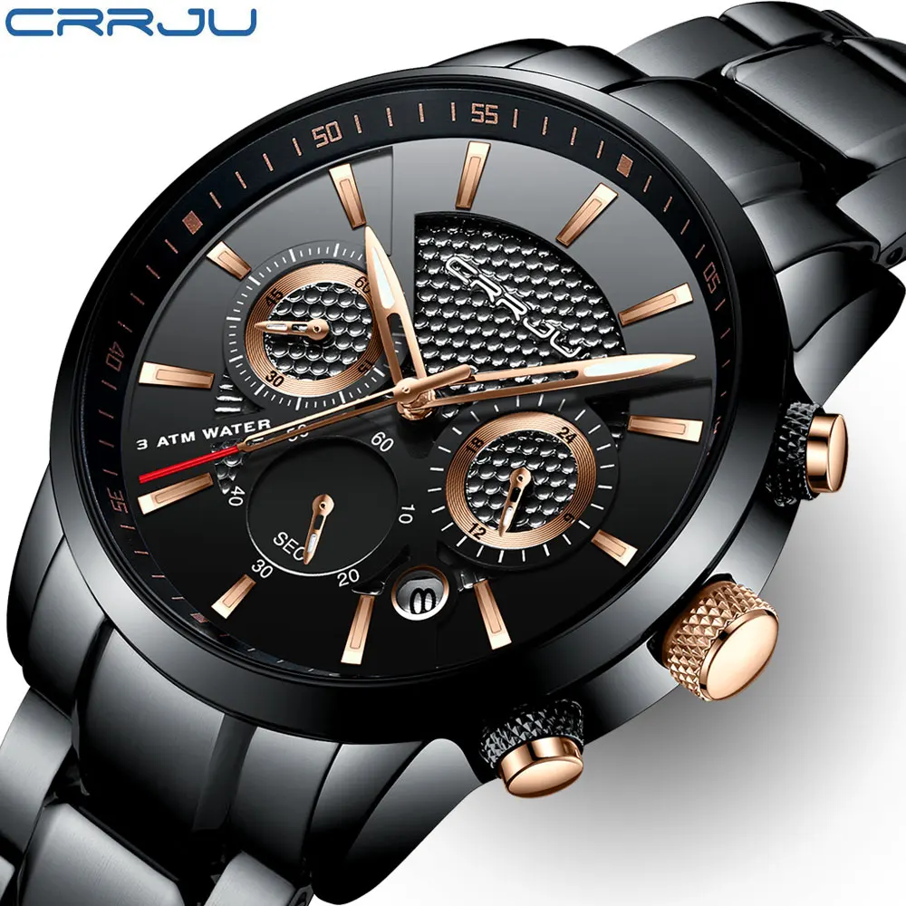 

CRRJU Chronograph Men's Watch Waterproof Sport Watch Men Watch Mens Watches Top Brand Luxury Steel Male Clock Relogio Masculino