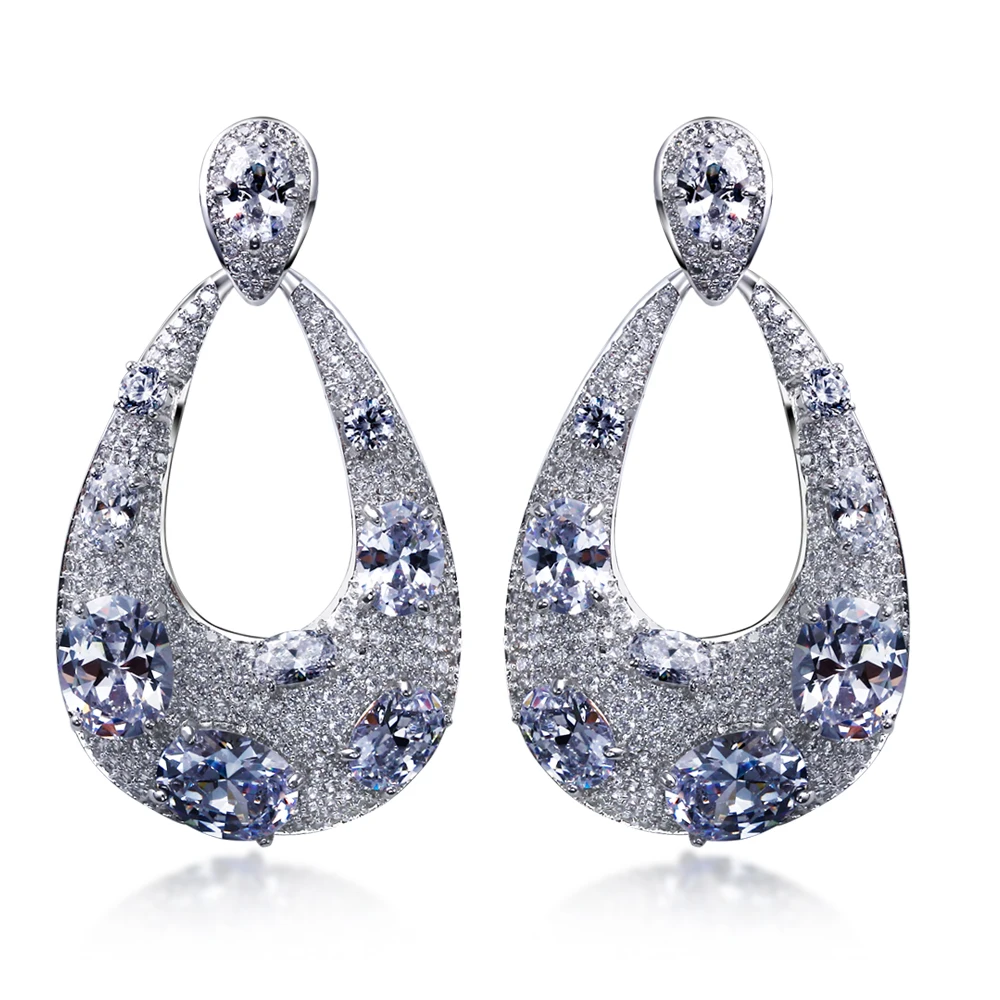 Серьги капли белого цвета с кубическим цирконием AAA вечерние серьги для женщин