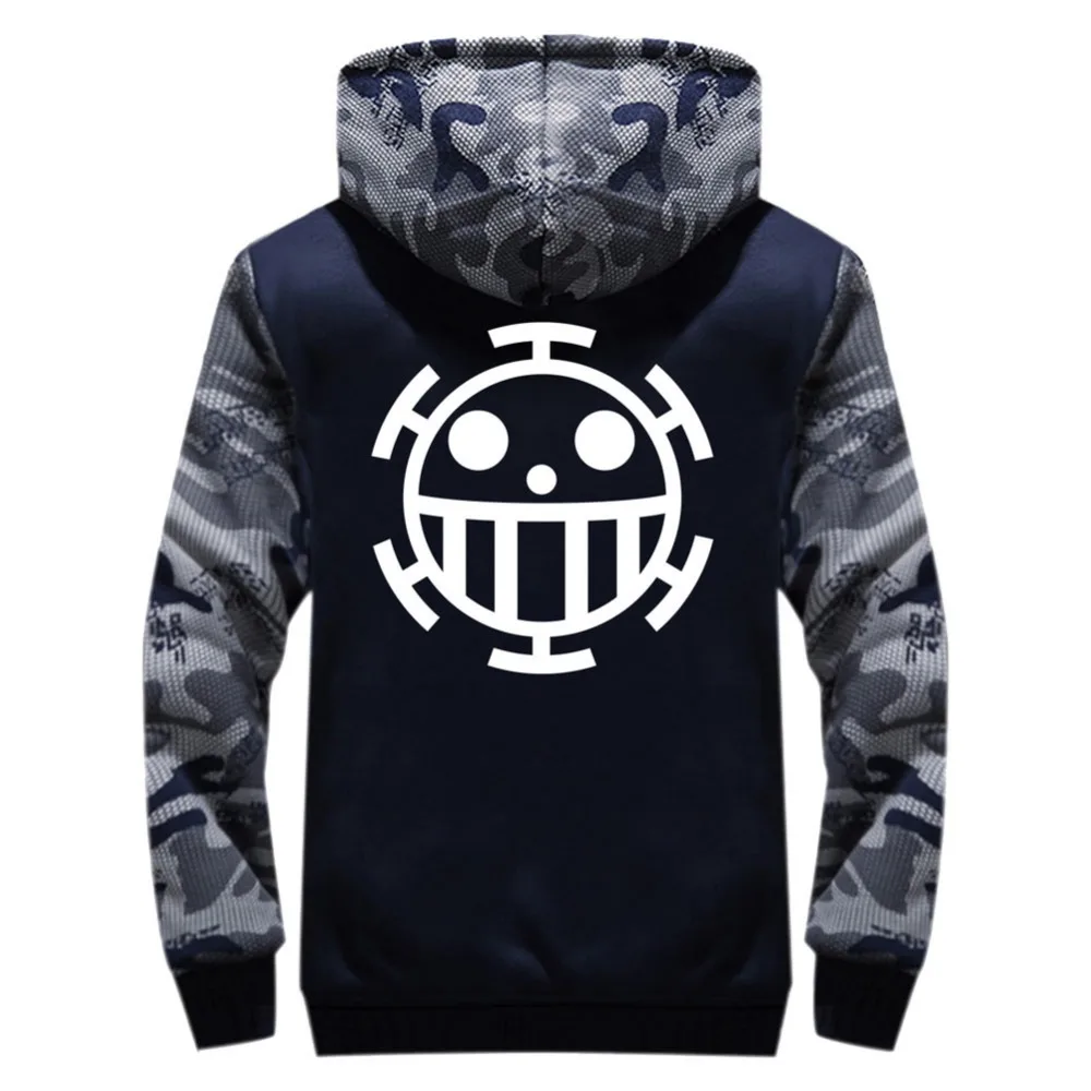 Аниме цельные толстовки Trafalgar Law Q пальто с капюшоном Толстая молния Мужской