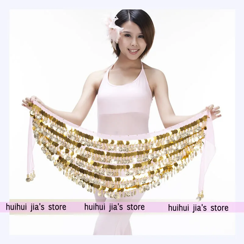 Блестящая золотая монета хип шарф танец живота одежда для продажи женский