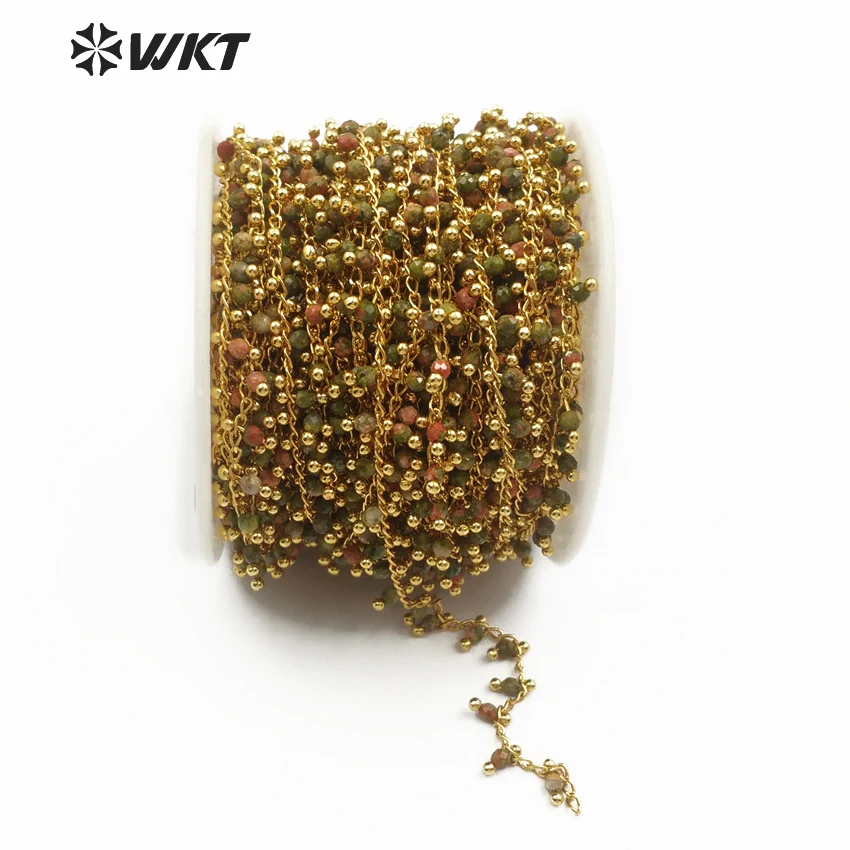 WT RBC088 WKT Новые поступления оптовая продажа цепочка для Розария 3 мм камень унакит