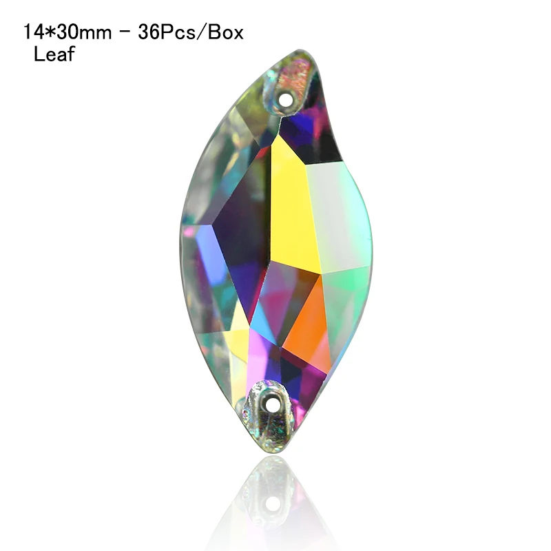 Leaf -14x30mm-36Pcs 8 видов AAAAA Кристалл AB Цвет Золотая основа пришить стразы бусины, пришить на камни распорные пуговицы для украшения для одежды - Цвет: Leaf -14x30mm-36Pcs