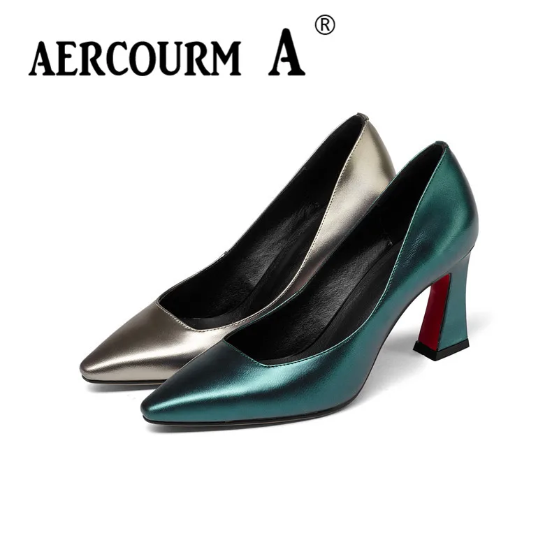 зеленый натуральной кожи Aercourm A 2018 г. Для женщин шелковой поверхностью обувь