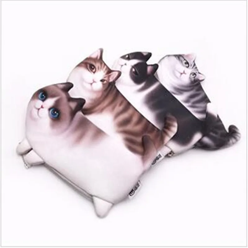 Чехол для макияжа с кошкой косметичка туалетных принадлежностей пенал 3D принтом