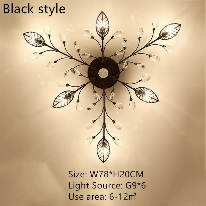 Black 6 lights Современная кристальная лампа для потолка золотой черный светодиодный кристалл Потолочная люстра светильник для гостиной спальни Кухонные светильники - Цвет корпуса: Black 6 lights