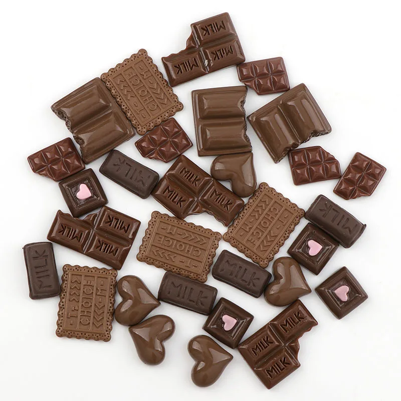 

30PC Chocolate Resin Flatback Flat Back Cabochon Kawaii DIY Resin Craft Decoration Miniature Resin Cream Bread Food For Phone