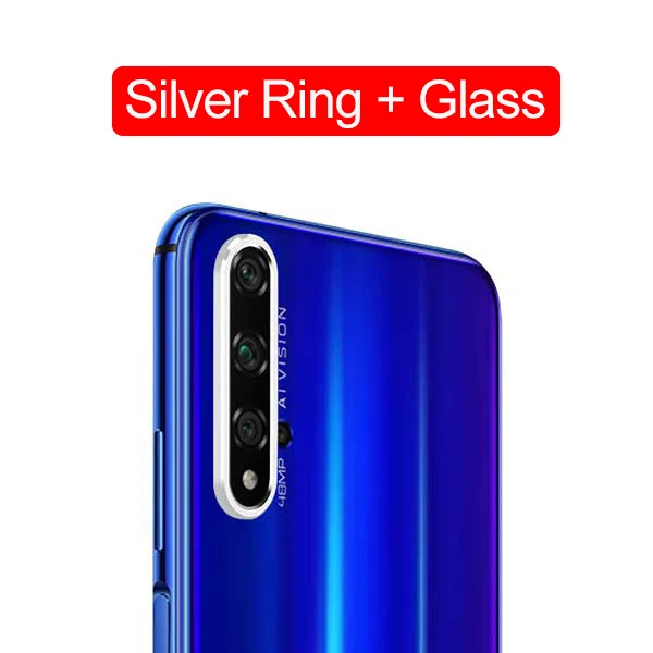 Silver Ring Glass Закаленное стекло для huawei Honor 20 Pro 20i Nova 5 Pro 5i 5T 4 стекло для объектива камеры защита экрана защитное кольцо бампер чехол - Цвет: Silver Ring Glass