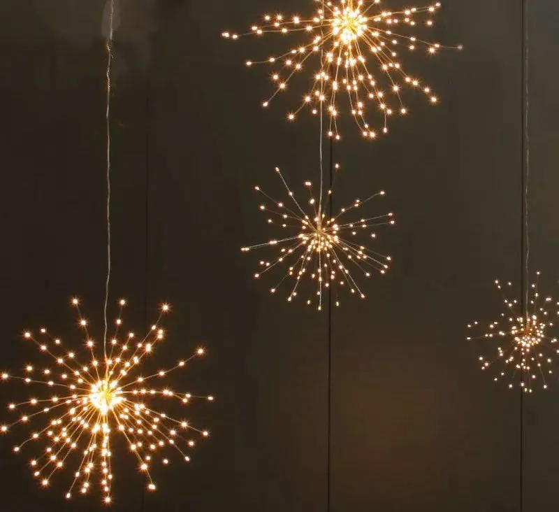 120LED с дистанционным управлением Серебряная подвесная гирлянда Starburst таймером