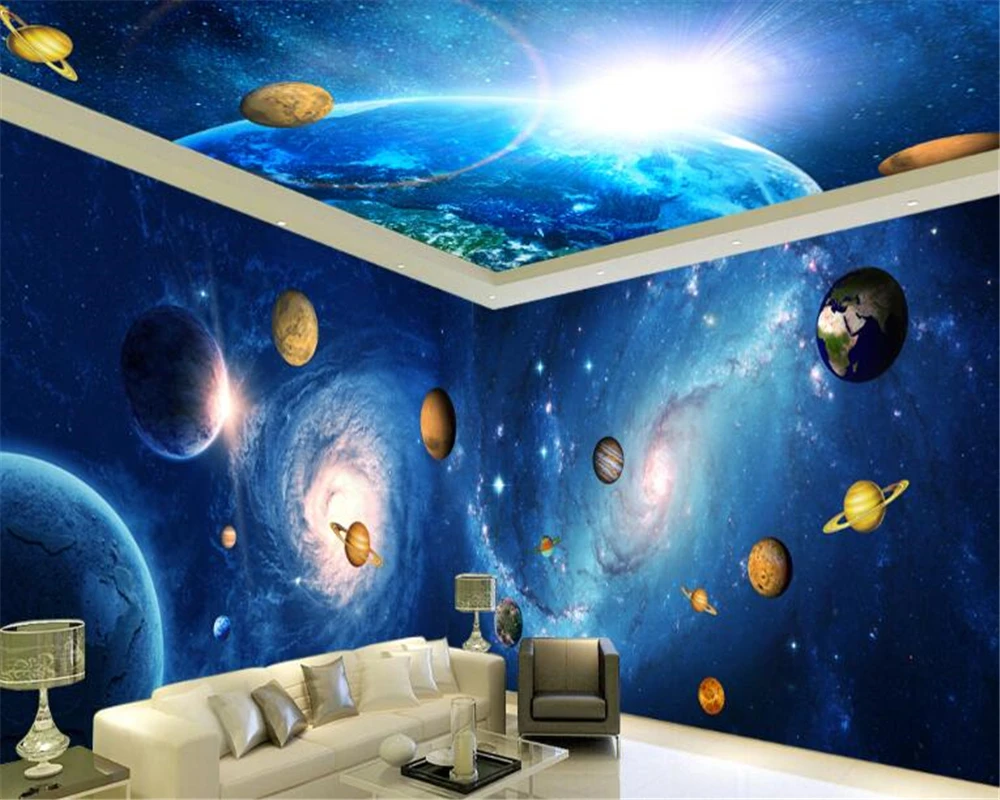 3d обои beibehang 3D HD с космической планетой Космический фон Настенная декоративная
