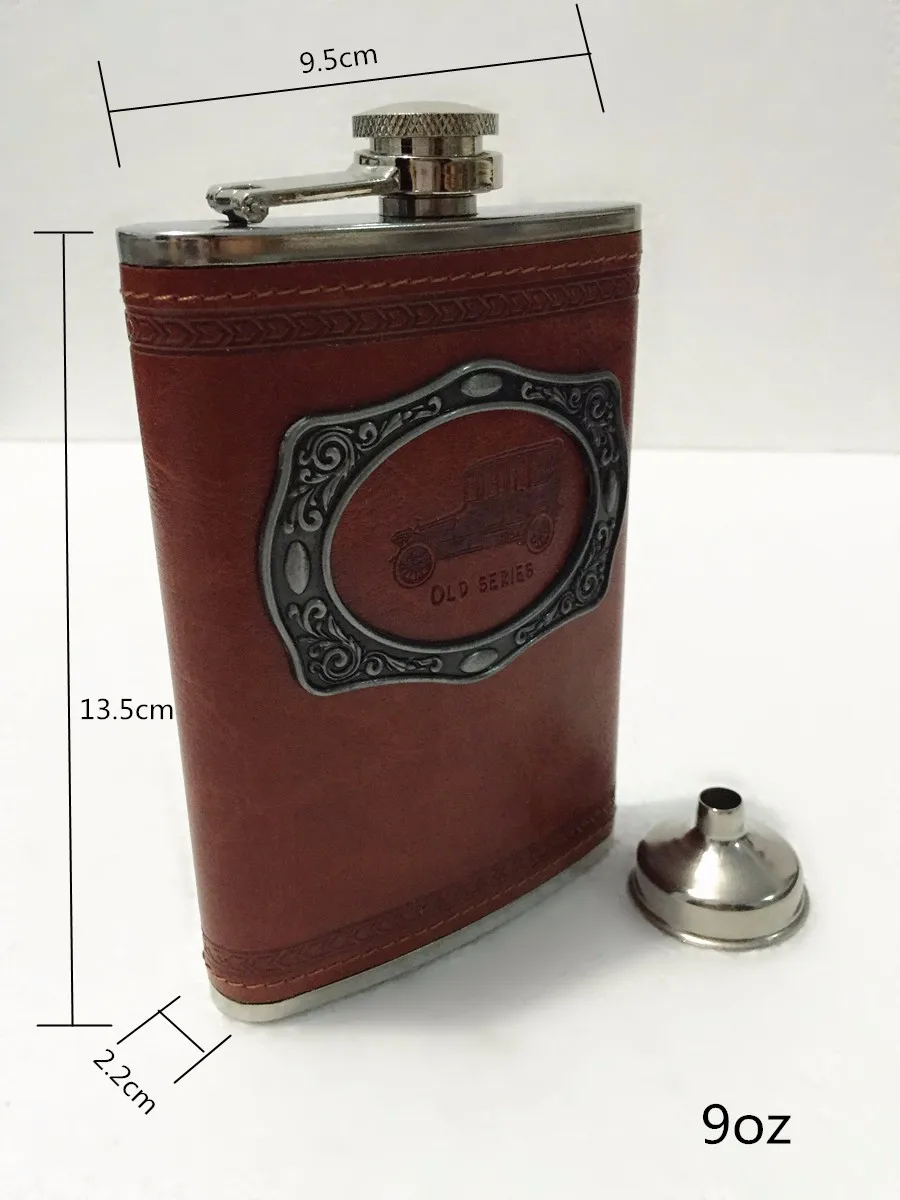 9oz car 7 унций, портативная фляжка из нержавеющей стали, фляга, виски, винный горшок, бутылка+ Воронка+ чашка, туристический тур, Классическая посуда для напитков - Цвет: 9oz car