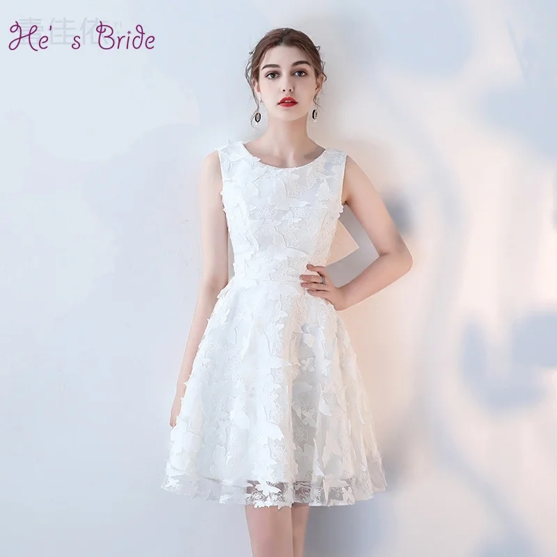Женское коктейльное платье It's Bride белое короткое вечернее выше колена без