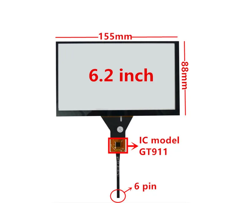 6.2 Inch 155*88 155mm*88mm GT911 Universal Capacitive Touch Digitizer Car DVD Navigation Touch Screen Panel Glass