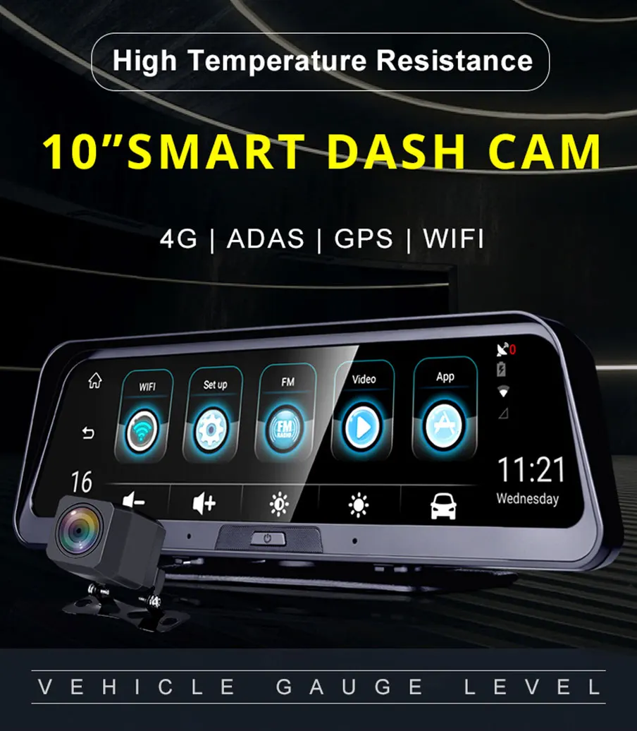 ANSTAR 10 ''4G видеорегистратор Android приборная панель Автомобильная камера WiFi gps ADAS Автомобильный видеорегистратор 1080P видео рекордер регистратор авто камера заднего вида